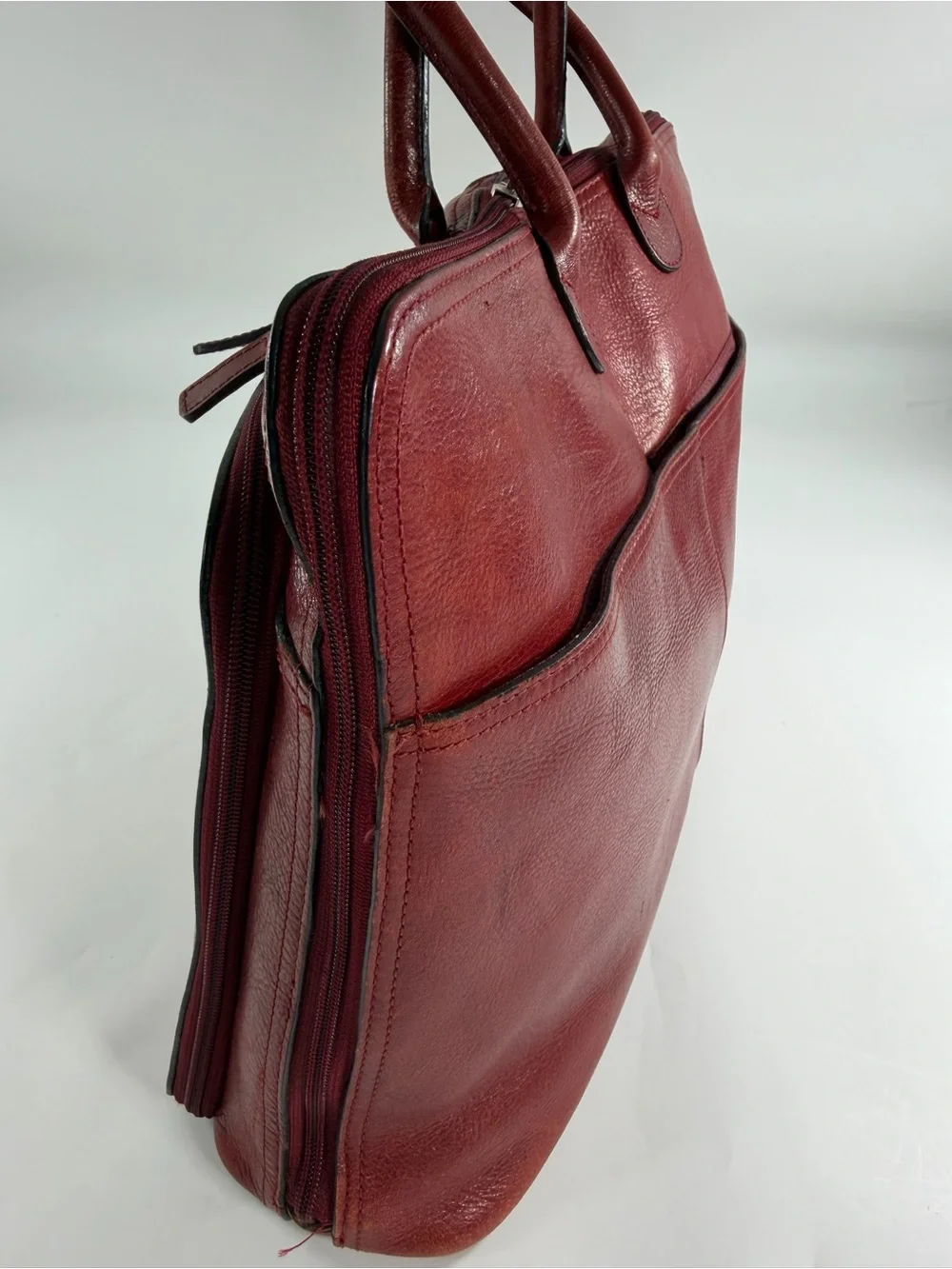 Wilsons Leather Burgundy Laptop Tote Business Briefcase Organizer Quiet Luxury